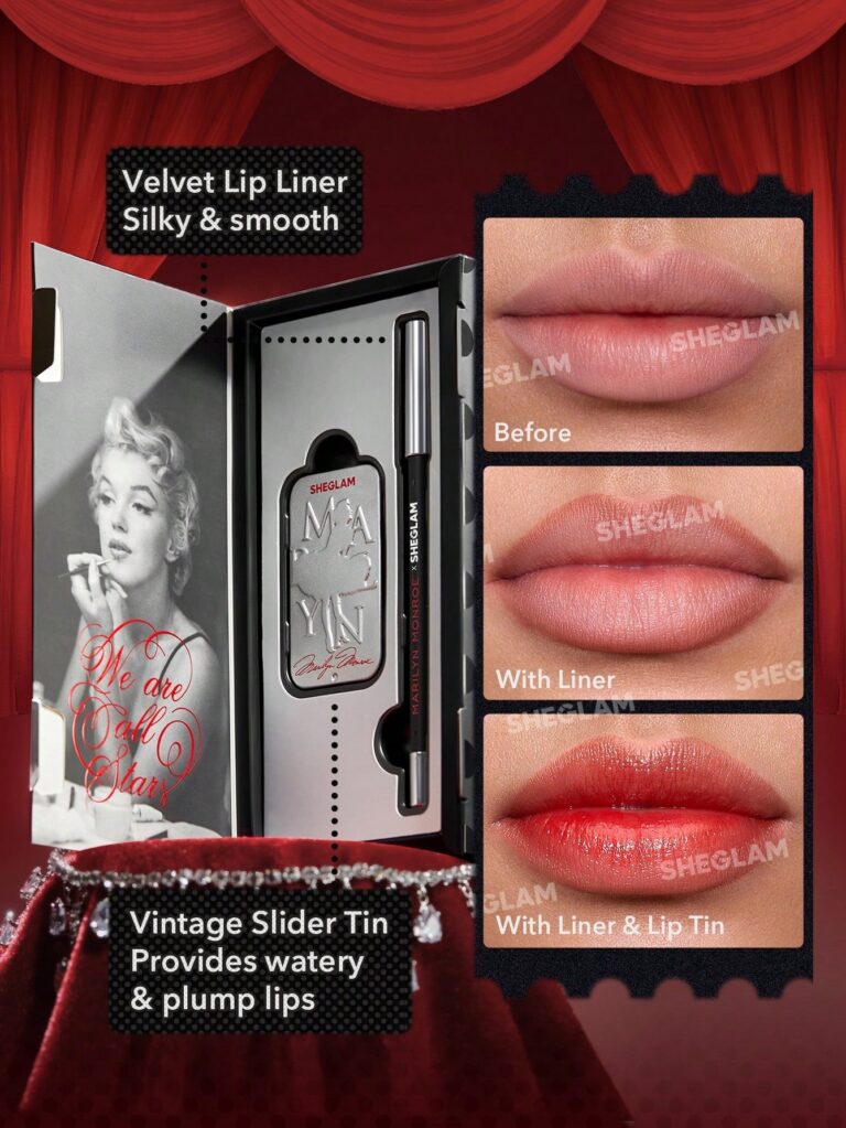 ست خط لب و لیپ گلاس مرلین مونرو شیگلم مدل Marilyn Monroe Vintage Lip Duo