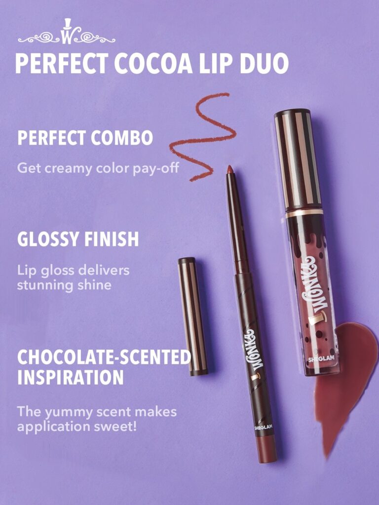 ست خط لب و لیپ گلاس ویلی وانکا شیگلم مدل Willy Wonka Cocoa Kiss Lip Duo